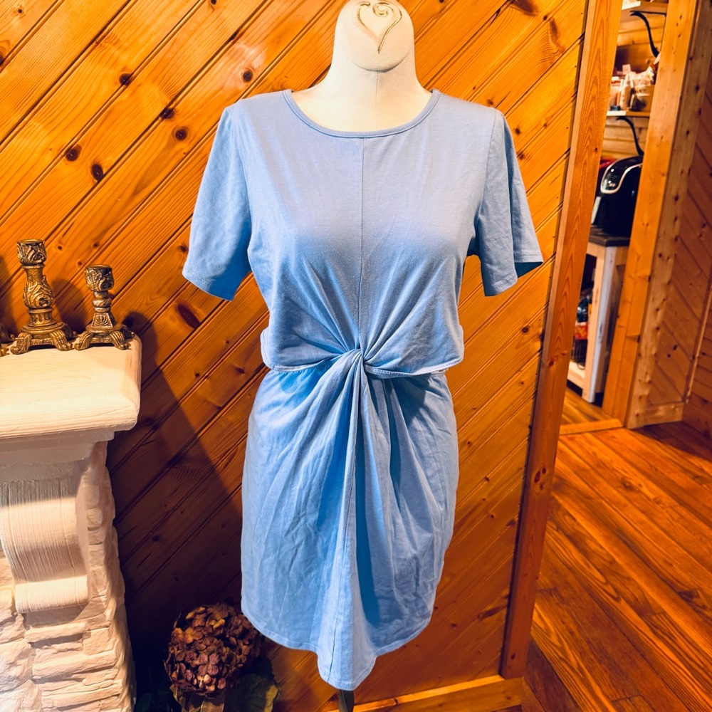 Rolla Coster Light Blue Twist Front Mini Dress